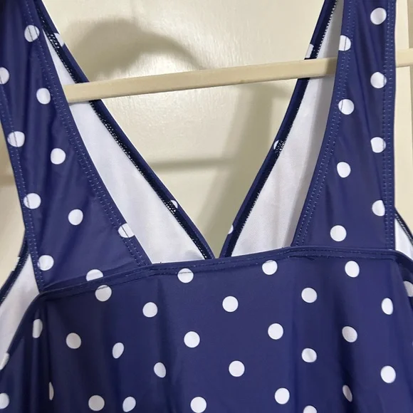 Polka Dot Womens Plus Size One Piece Swimsuit - Picture 8 of 9
